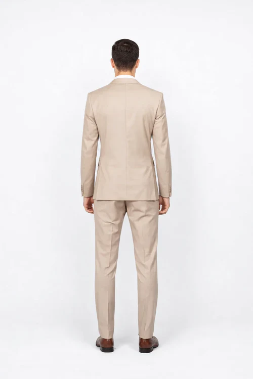 Men's Slim Fit Suit - Fitted Suit - Skinny Suit Men's BeigeRossiman Rossi Suit - Image 2