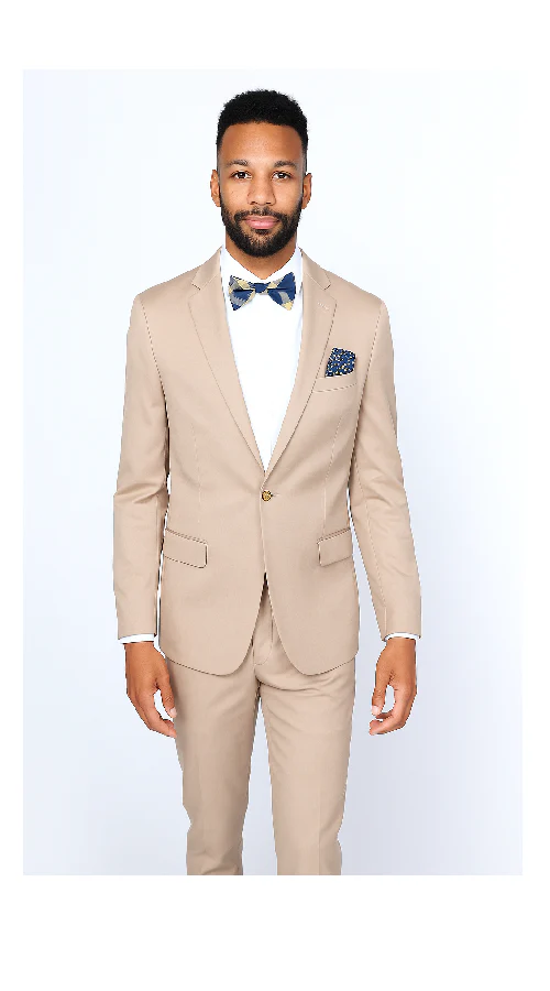 Men's Slim Fit Suit - Fitted Suit - Skinny Suits Men's BeigeRossiman Rossi Suit