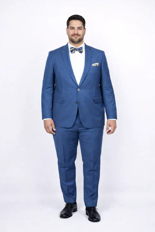 Men Slim Fit Suits - Fitted Suits - Skinny Suit Men's Blue 1 Button Closure Rossiman Rossi Skinny Suit - Image 6