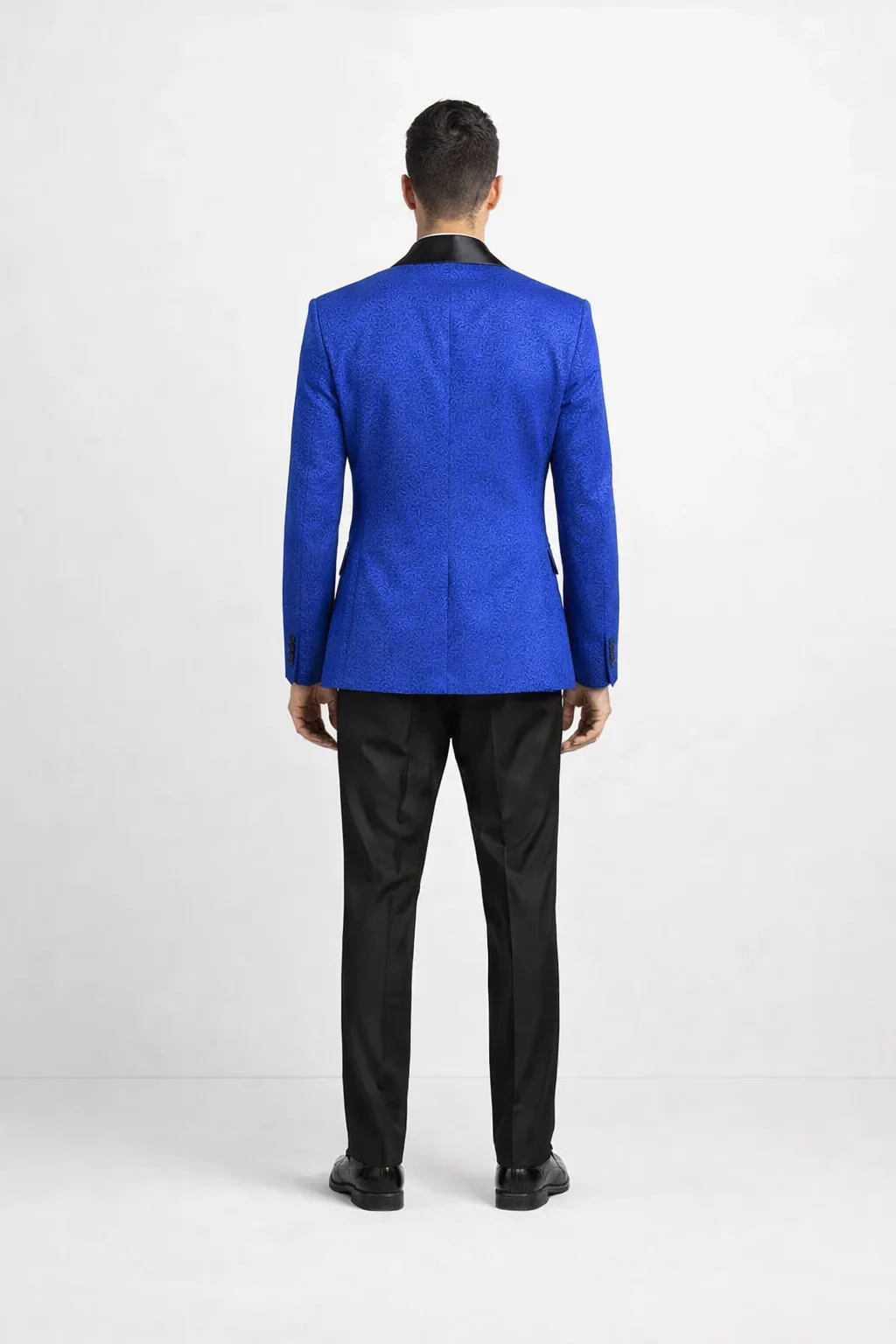 Men's Slim Fit Vested Paisley Royal Blue Tuxedo - Image 4