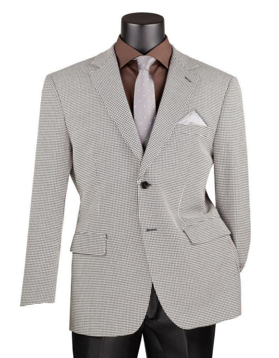 Mens Sport Coat Houndstooth Vinci Black and White Suit - Image 8