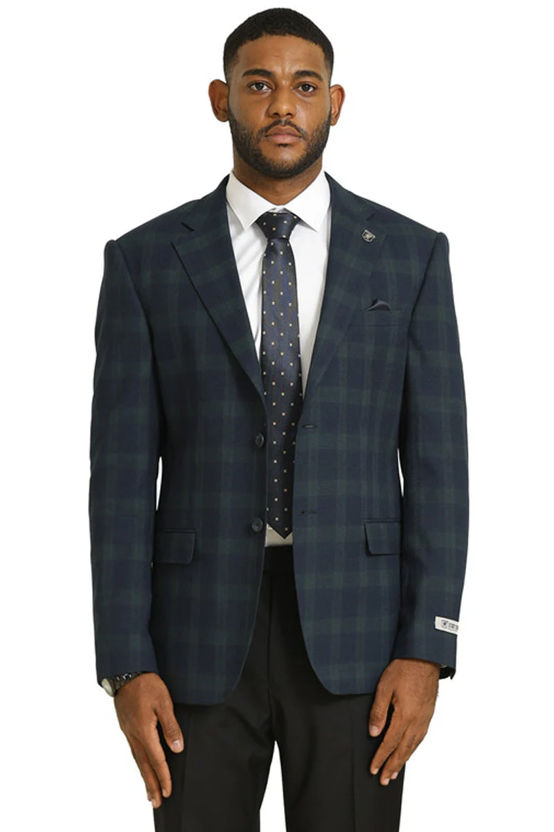 Men's Stacy Adams Modern Fit Business Sport Coat Blazer in Dark Green Plaid - Image 4