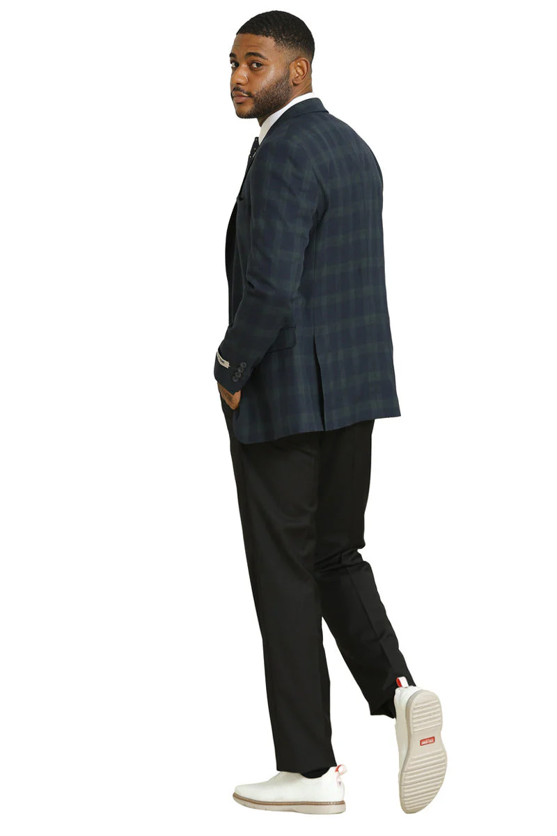 Men's Stacy Adams Modern Fit Business Sport Coat Blazer in Dark Green Plaid - Image 5