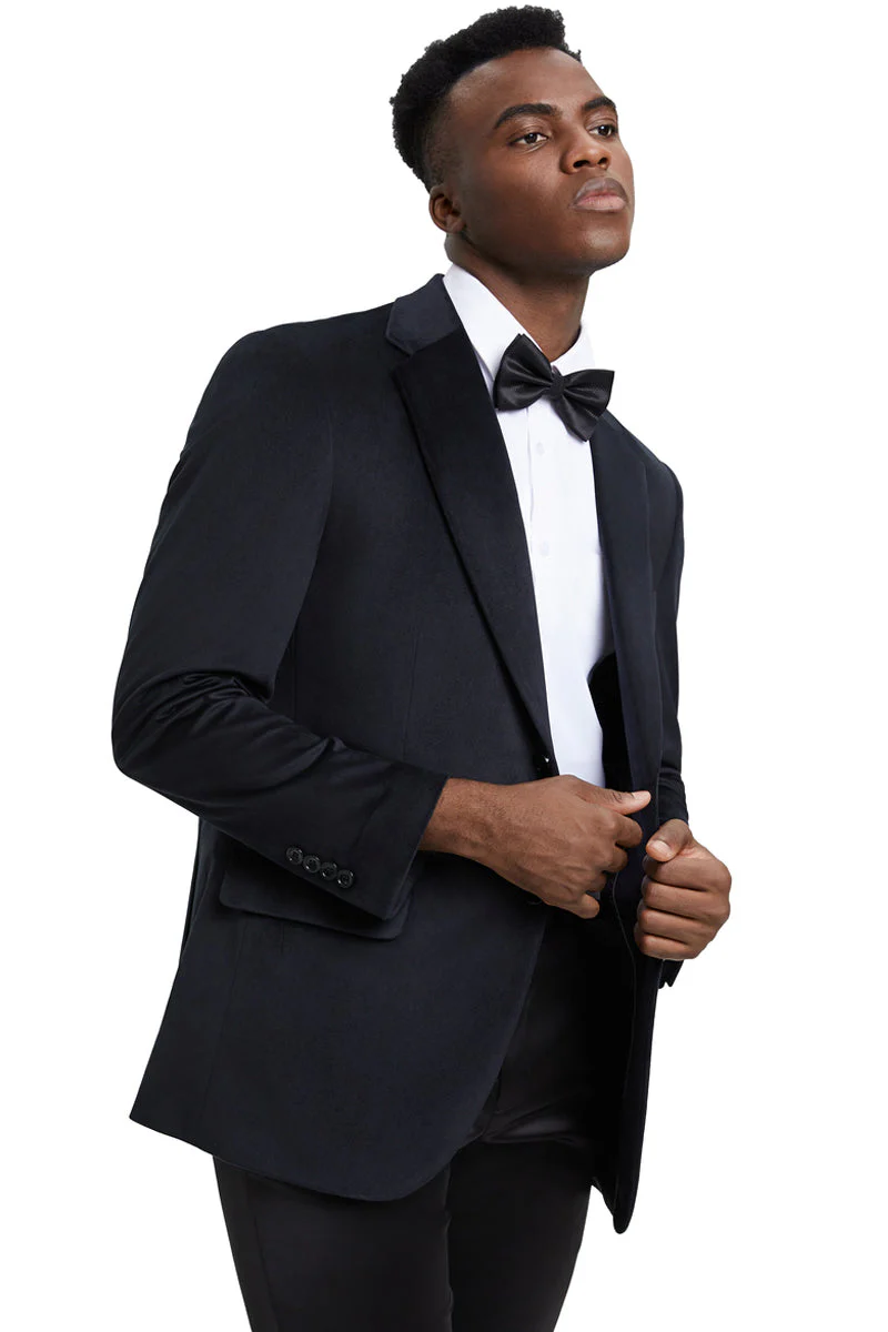 Men's Stacy Adams Modern Fit Velvet Blazer in Black - Image 2
