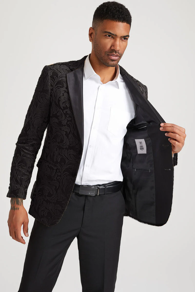 Mens Stacy Adams Suits Brand - Designer Suit Men's Stacy Adam's Paisley Velvet Prom & Wedding Tuxedo Jacket in Burgundy