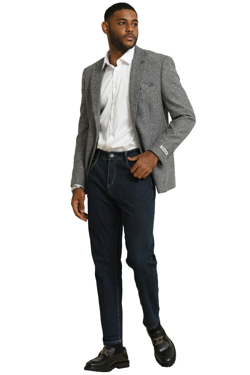 Men's Stacy Adams Vintage Professors Tweed Blazer in Grey - Image 3