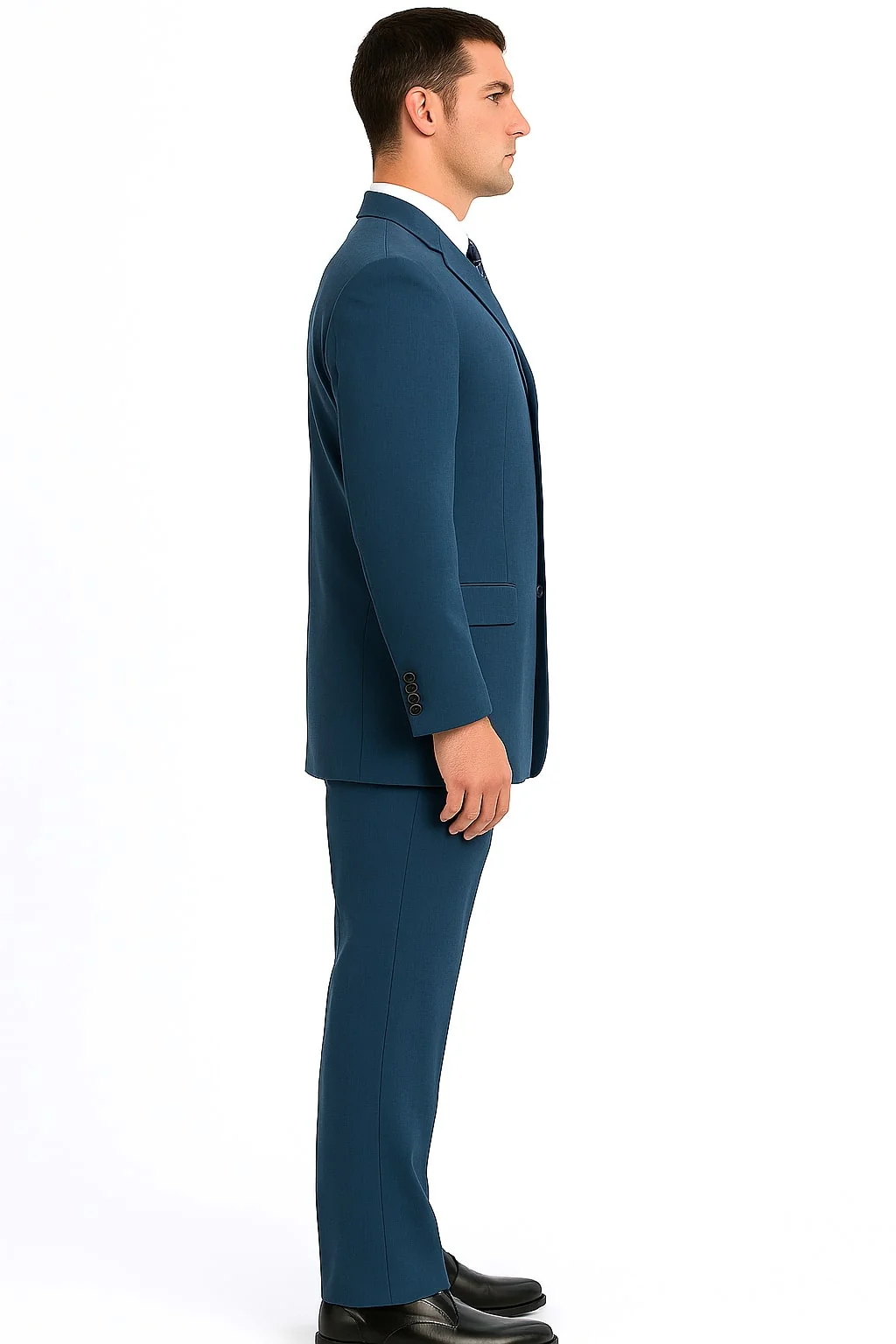 Mens Steel Blue 3-Button Classic Suit – Formal Business Attire with Vest, Tie and Pocket Square - Image 3