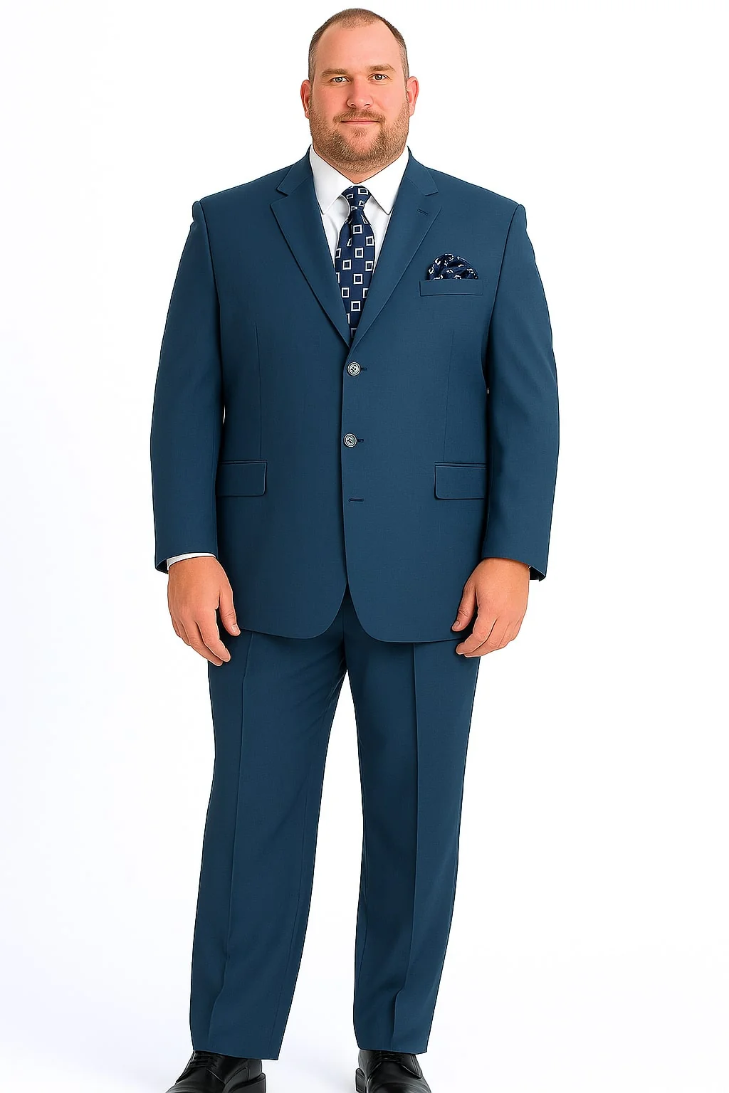 Mens Steel Blue 3-Button Classic Suit – Formal Business Attire with Vest, Tie and Pocket Square - Image 5