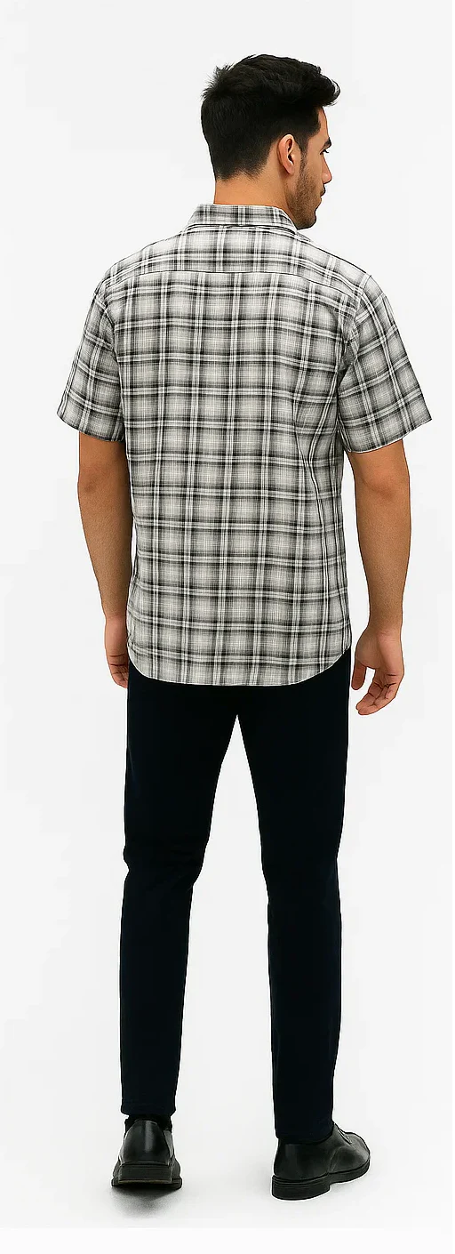 Mens Textured Plaid Walking Suit in black/white by Dreams by Zacchi – 2 Piece Leisure Outfit with Matching Shirt and Pants - $99 - Image 4