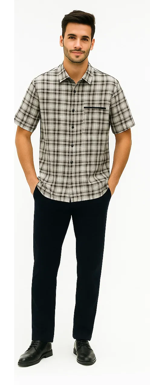 Mens Textured Plaid Walking Suit in black/white by Dreams by Zacchi – 2 Piece Leisure Outfit with Matching Shirt and Pants - $99 - Image 5