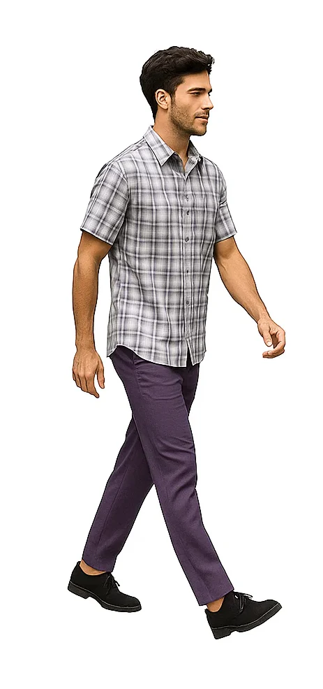Mens Textured Plaid Walking Suit in Lavender/Off White by Dreams by Zacchi – 2 Piece Leisure Outfit with Matching Shirt and Pants - $99 - Image 8