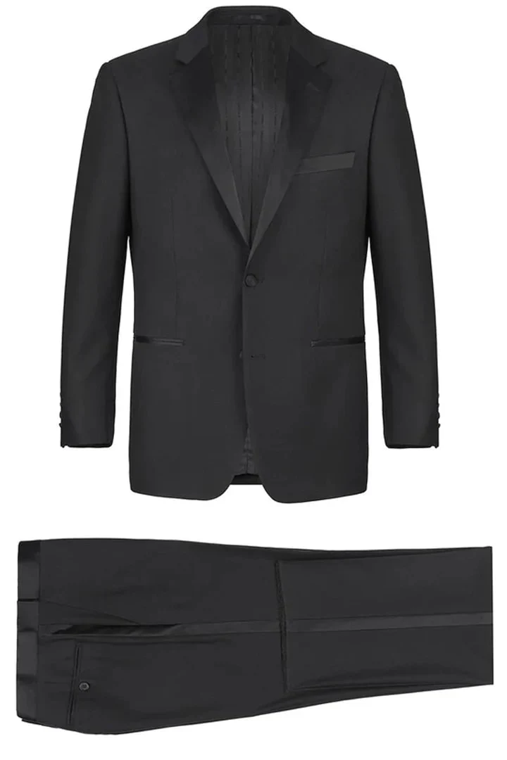 Mens Traditional Two Button Classic Fit Notch Black Tuxedo - Image 2