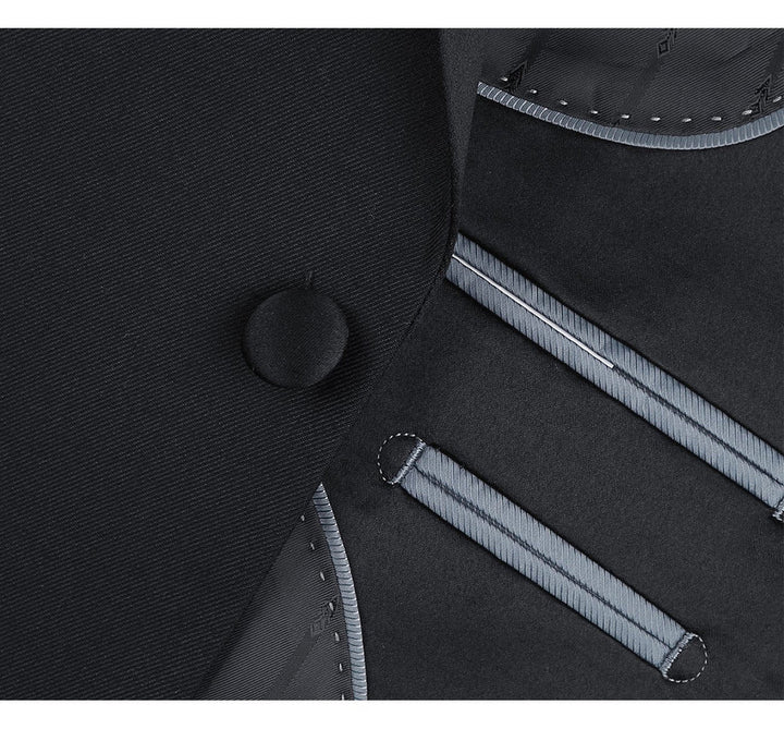 Mens Traditional Two Button Classic Fit Notch Black Tuxedo - Image 5