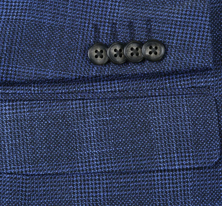Mens Two Button Classic Fit Sport Coat Blazer In Navy Blue Windowpane Plaid - Image 3