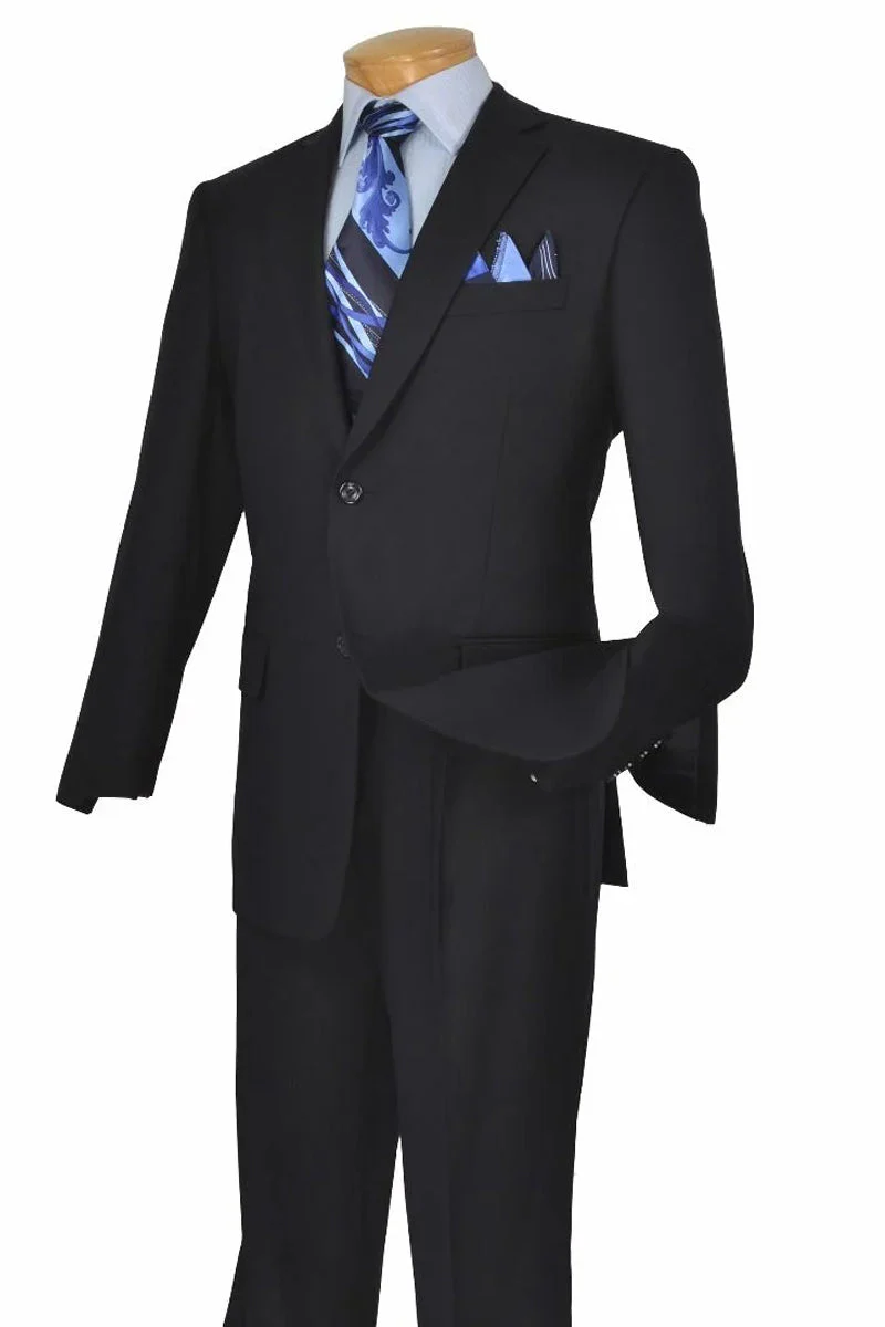 Apollo King "Modern Fit Two Button Men's Poplin Suit - Navy Blue"