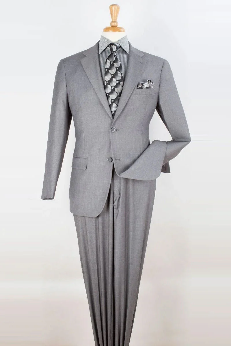 Apollo King "Modern Fit Two Button Men's Suit in Light Grey - Two Piece"