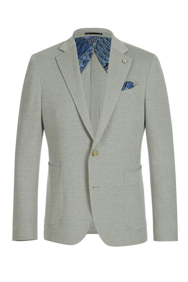 "Pelago Men's Slim-Fit Cotton Blazer - Light Grey"