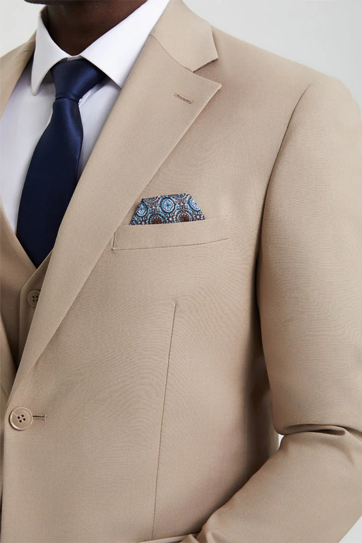 Men's Two Button Vested Stacy Adams Basic Designer Tan Suit - Image 5