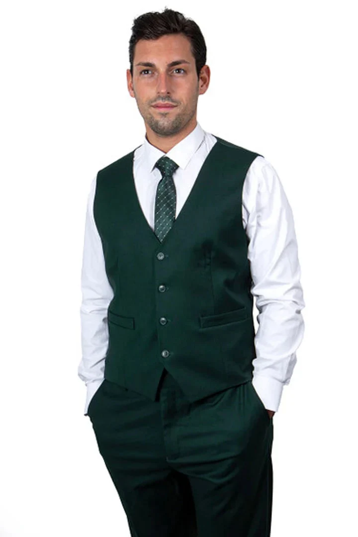 Men's Two Button Vested Stacy Adams Basic Hunter Green Suit - Image 2