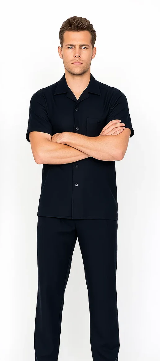 Mens Walking Suit in Color Black leisure suit causal Matching Shirt and Pants $99 - Image 2