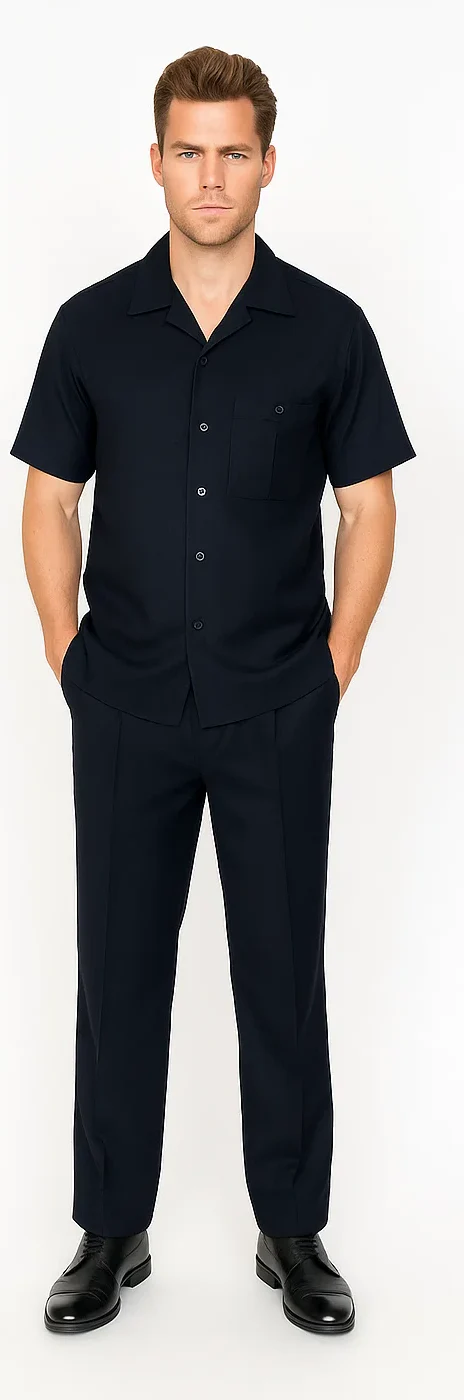 Mens Walking Suit in Color Black leisure suit causal Matching Shirt and Pants $99 - Image 5