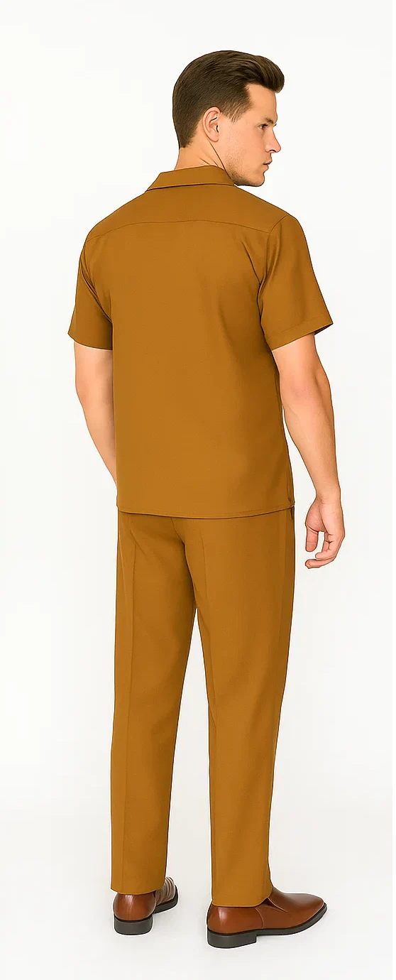 Mens Walking Suit in Color caramel  leisure suit causal Matching Shirt and Pants $99 - Image 4