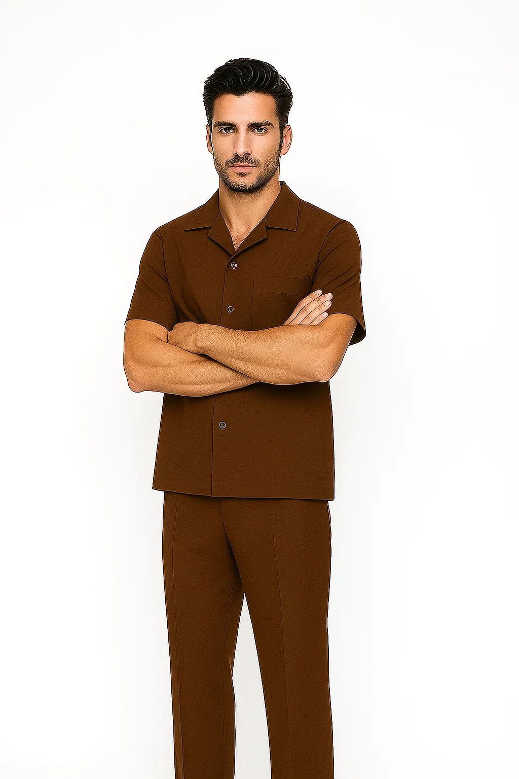 Mens Walking Suit in Color cognac  leisure suit causal Matching Shirt and Pants $99 - Image 2