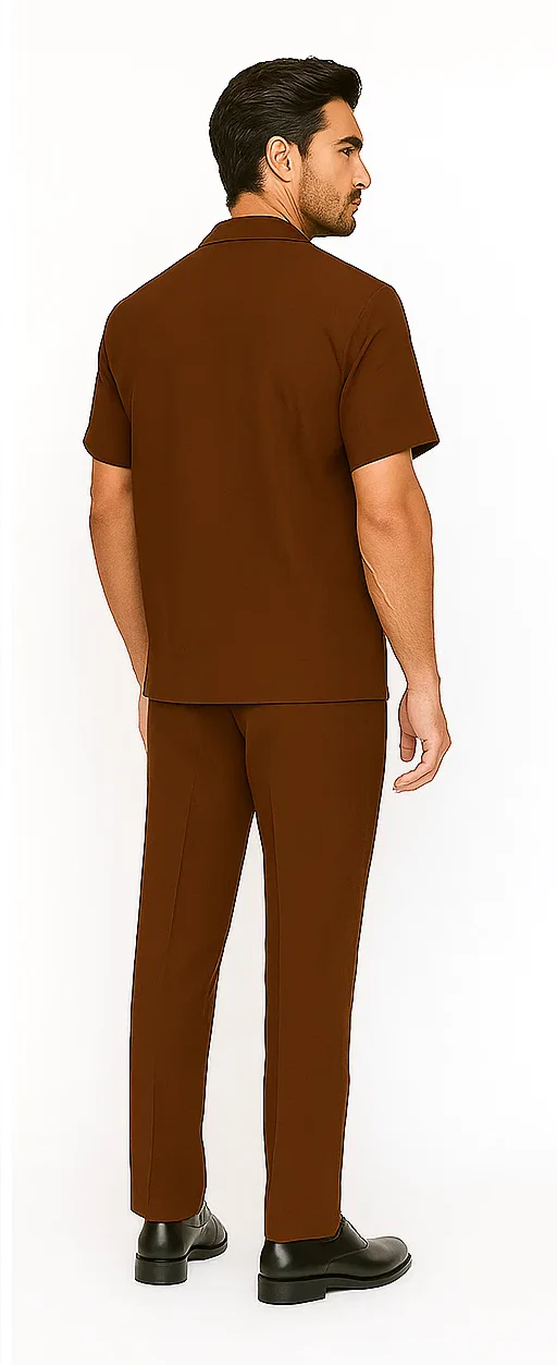 Mens Walking Suit in Color cognac  leisure suit causal Matching Shirt and Pants $99 - Image 4