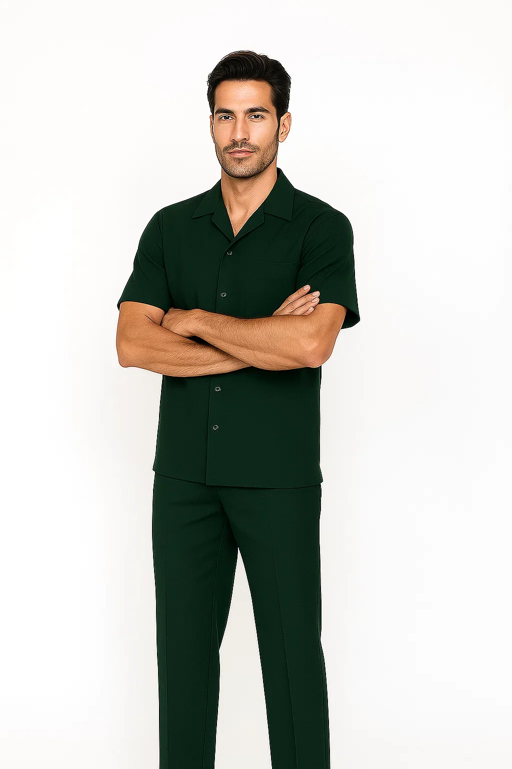 Mens Walking Suit in Color hunter green  leisure suit causal Matching Shirt and Pants $99 - Image 2