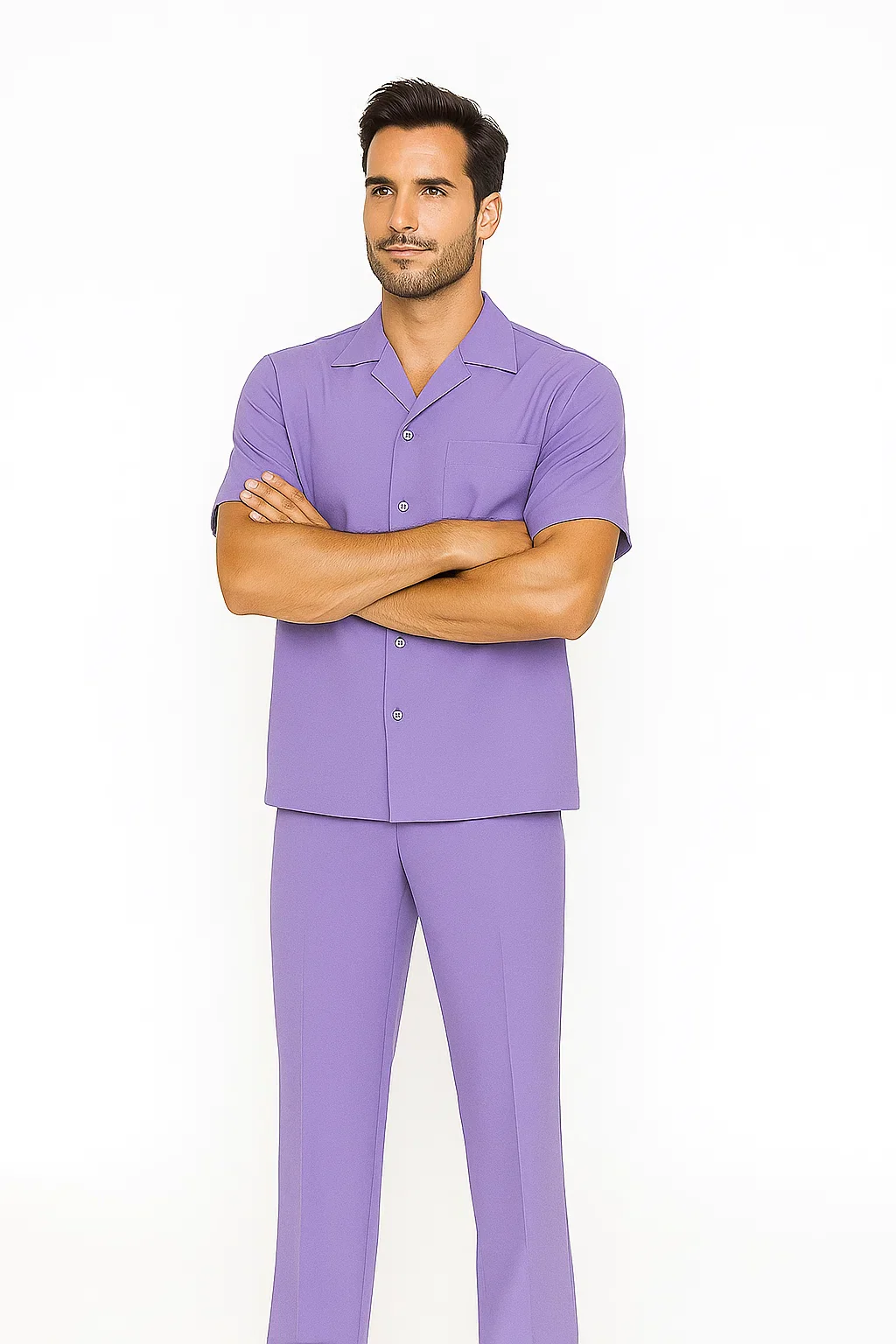 Mens Walking Suit in Color lavender leisure suit causal Matching Shirt and Pants $99 - Image 2