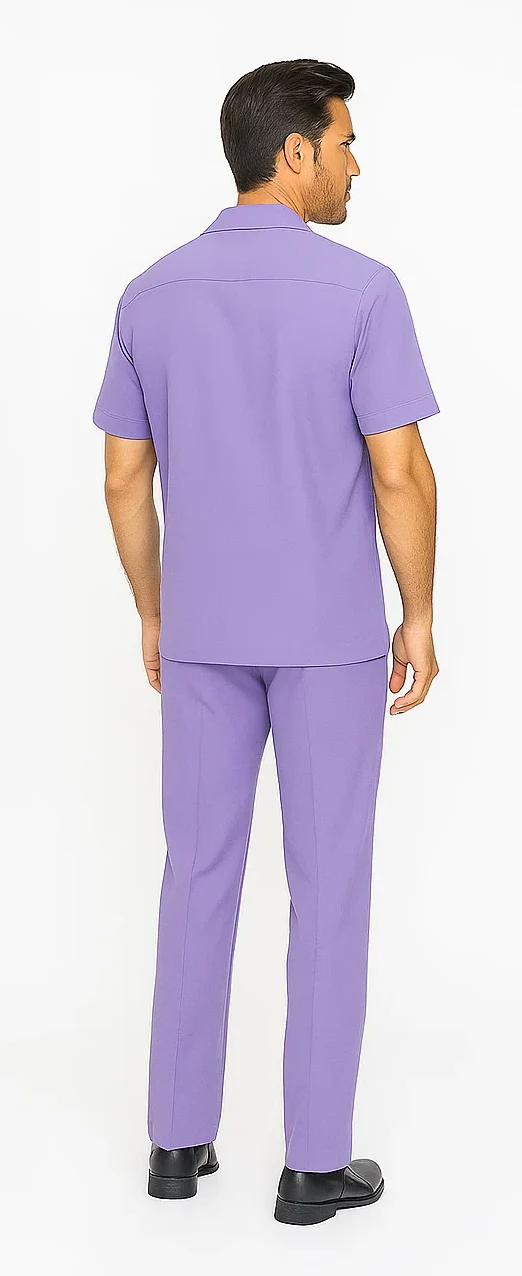 Mens Walking Suit in Color lavender leisure suit causal Matching Shirt and Pants $99 - Image 4