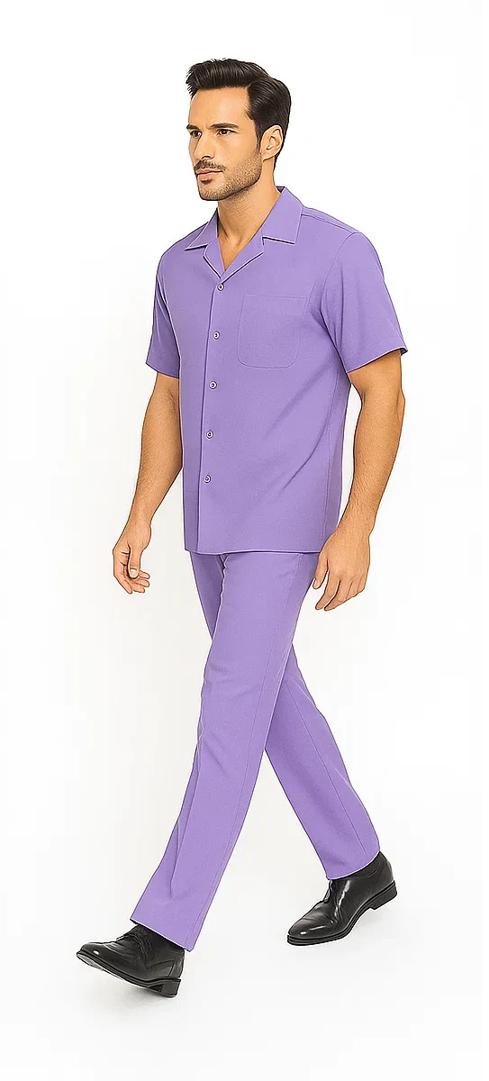 Mens Walking Suit in Color lavender leisure suit causal Matching Shirt and Pants $99 - Image 8