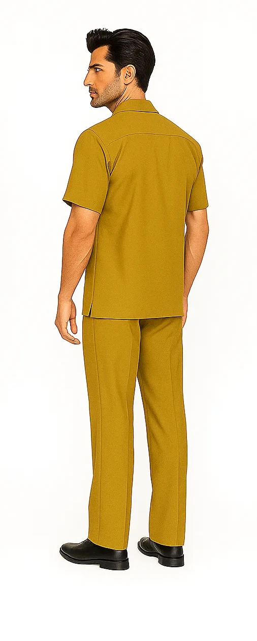 Mens Walking Suit in Color mustard  leisure suit causal Matching Shirt and Pants $99 - Image 4