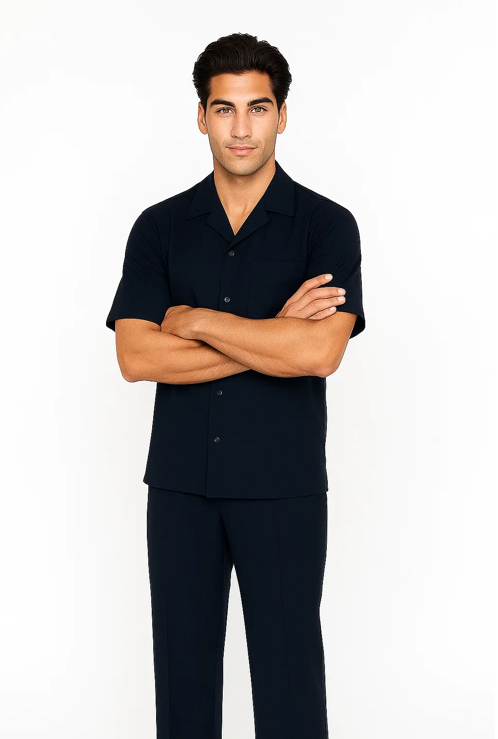 Mens Walking Suit in Color navy  leisure suit causal Matching Shirt and Pants $99 - Image 2
