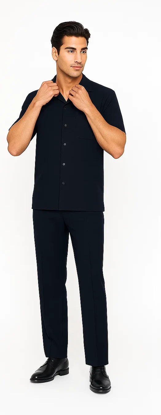 Mens Walking Suit in Color navy  leisure suit causal Matching Shirt and Pants $99 - Image 7