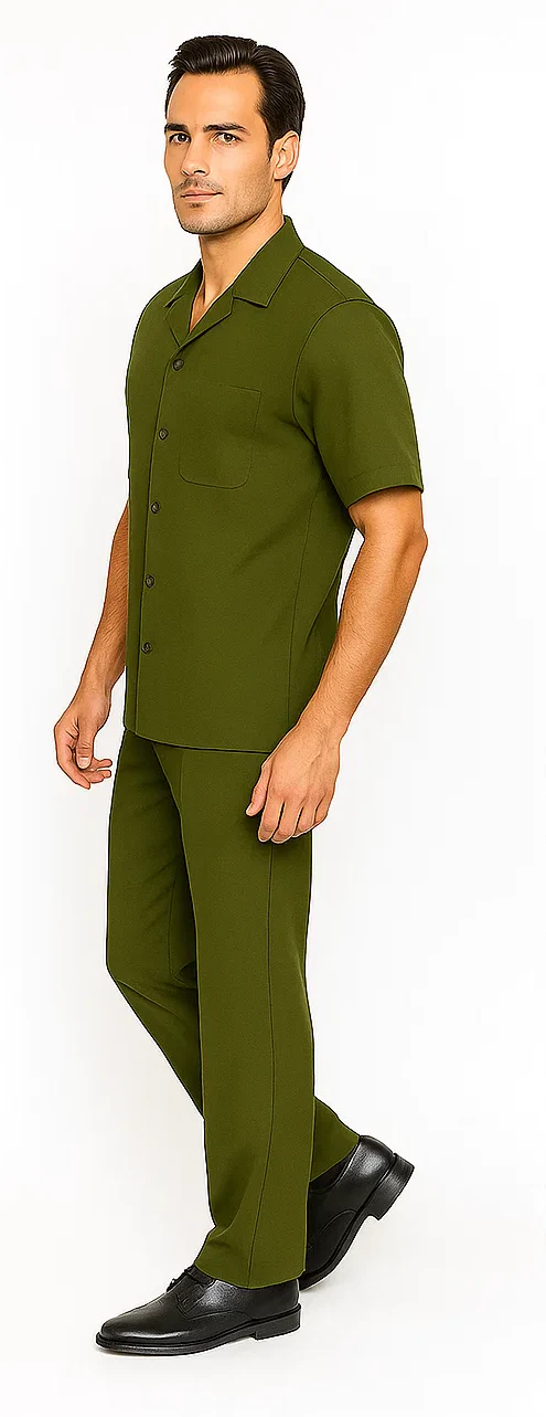 Mens Walking Suit in Color olive  leisure suit causal Matching Shirt and Pants $99 - Image 3