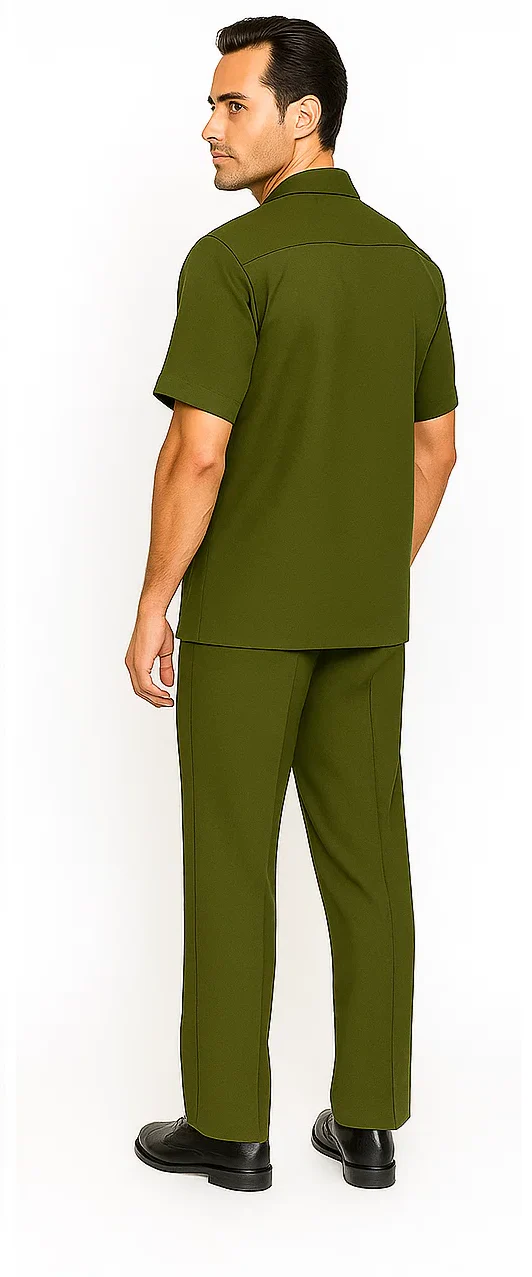 Mens Walking Suit in Color olive  leisure suit causal Matching Shirt and Pants $99 - Image 4