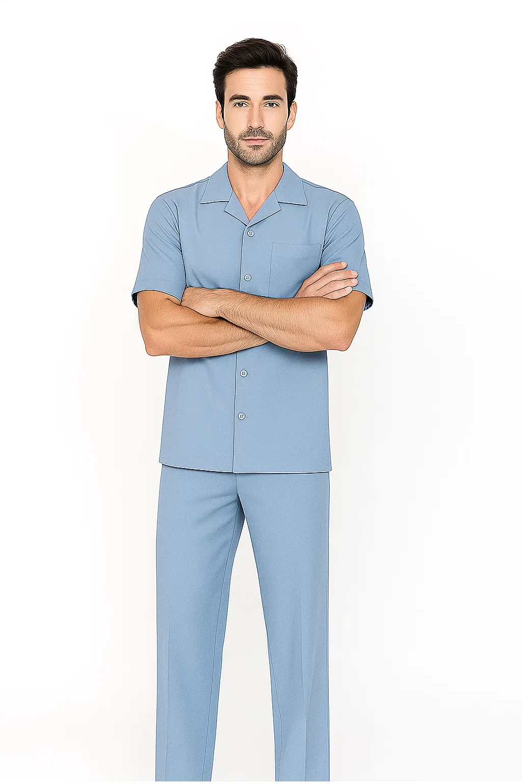 Mens Walking Suit in Color powder blue leisure suit causal Matching Shirt and Pants $99 - Image 2