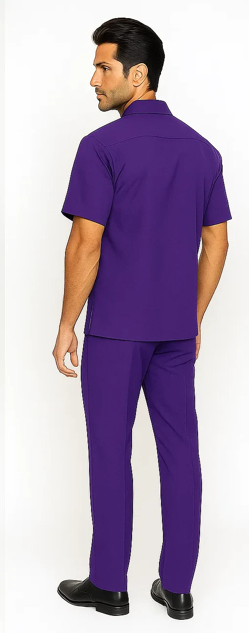 Mens Walking Suit in Color purple leisure suit causal Matching Shirt and Pants $99 - Image 4