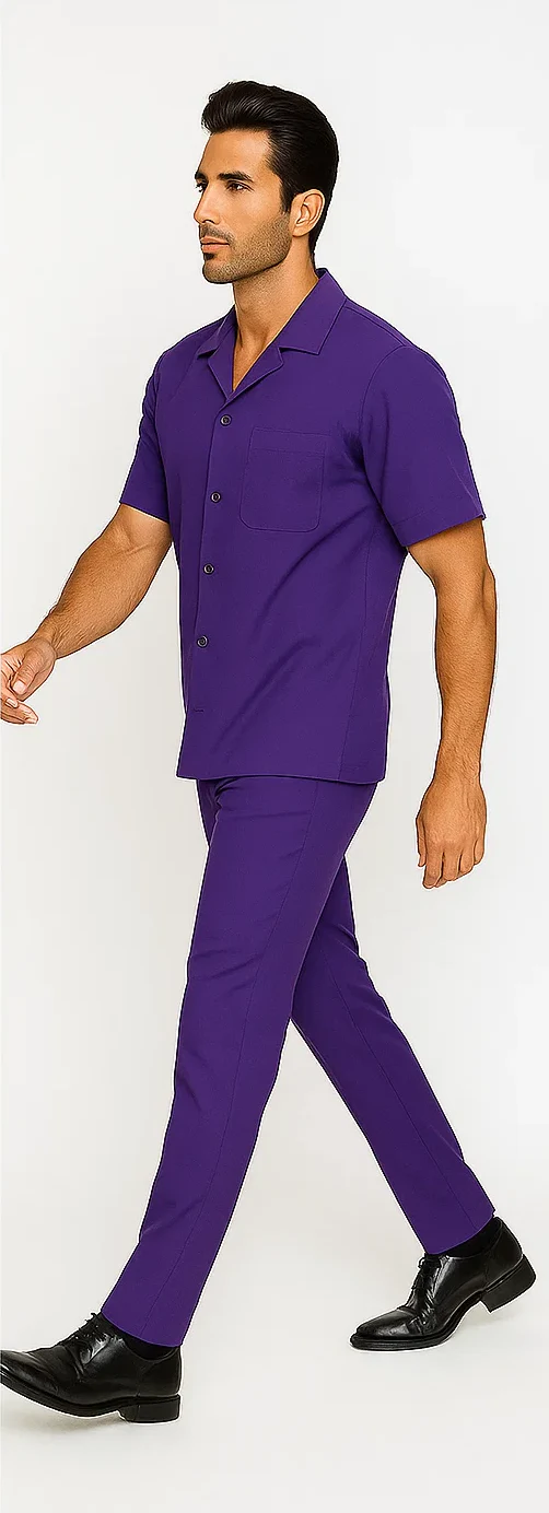 Mens Walking Suit in Color purple leisure suit causal Matching Shirt and Pants $99 - Image 8