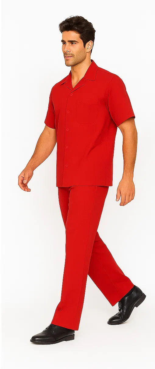 Mens Walking Suit in Color red leisure suit causal Matching Shirt and Pants $99 - Image 8