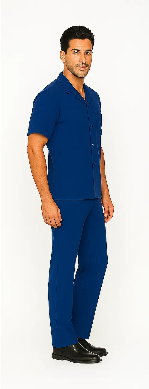 Mens Walking Suit in Color royal blue leisure suit causal Matching Shirt and Pants $99 - Image 3