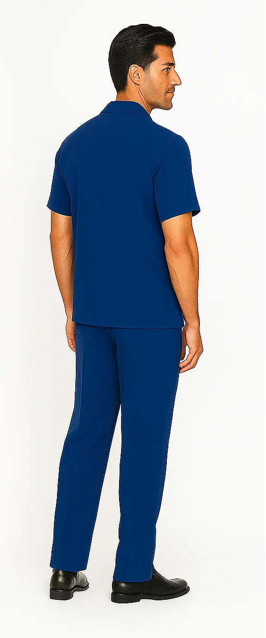 Mens Walking Suit in Color royal blue leisure suit causal Matching Shirt and Pants $99 - Image 4
