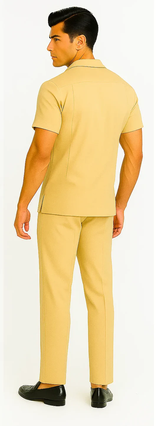 Mens Walking Suit in Color sand leisure suit causal Matching Shirt and Pants $99 - Image 4