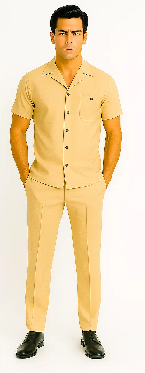 Mens Walking Suit in Color sand leisure suit causal Matching Shirt and Pants $99 - Image 5