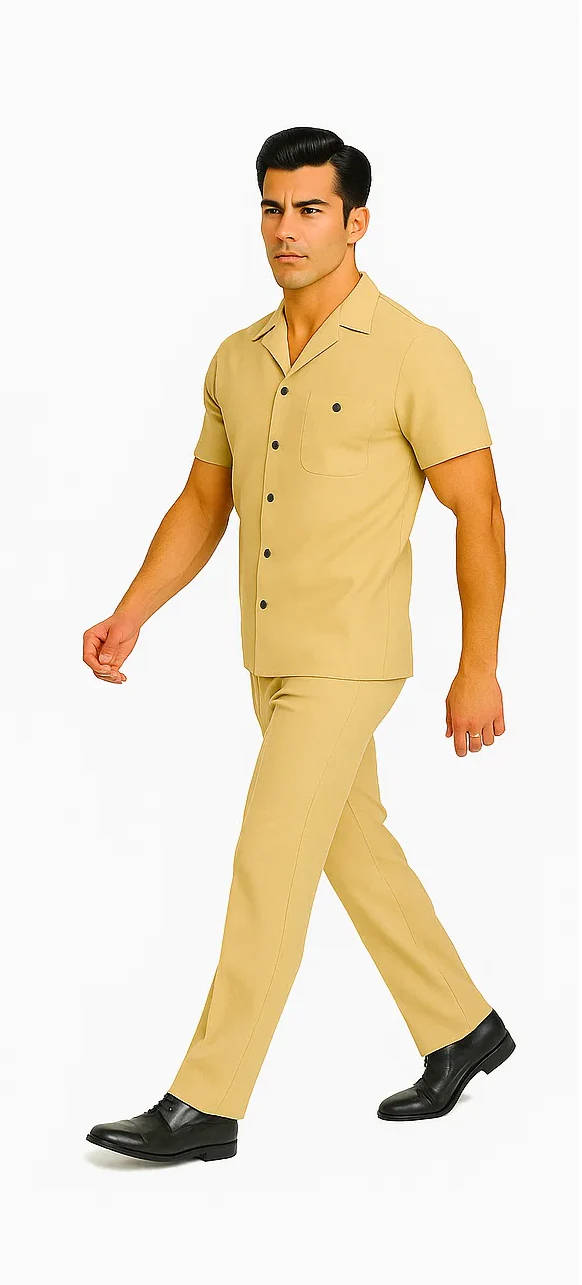 Mens Walking Suit in Color sand leisure suit causal Matching Shirt and Pants $99 - Image 8