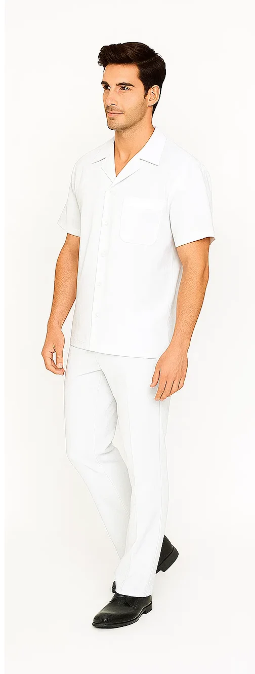 Mens Walking Suit in Color White Leisure Suit Casual Matching Shirt and Pants $99 - Image 3