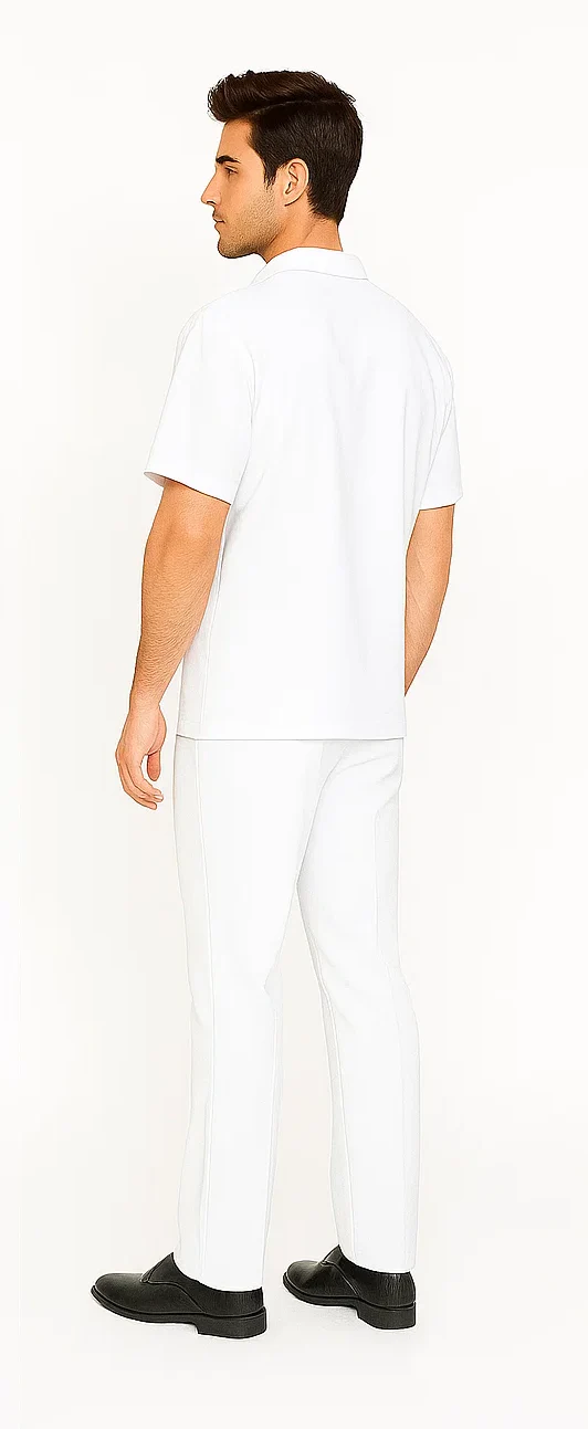 Mens Walking Suit in Color White Leisure Suit Casual Matching Shirt and Pants $99 - Image 4