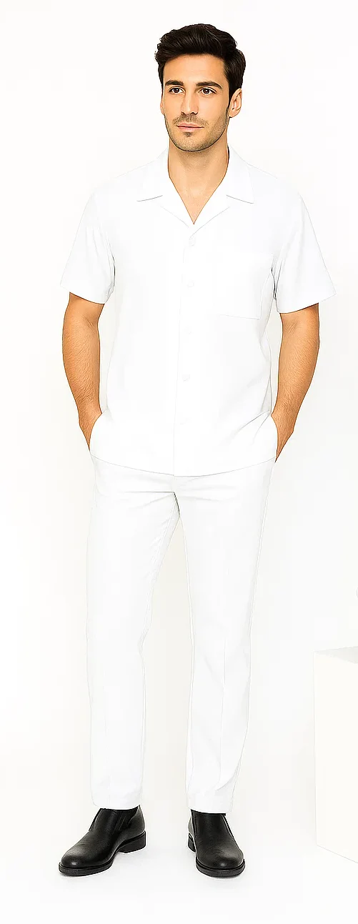 Mens Walking Suit in Color White Leisure Suit Casual Matching Shirt and Pants $99 - Image 5