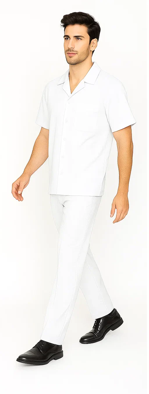 Mens Walking Suit in Color White Leisure Suit Casual Matching Shirt and Pants $99 - Image 8